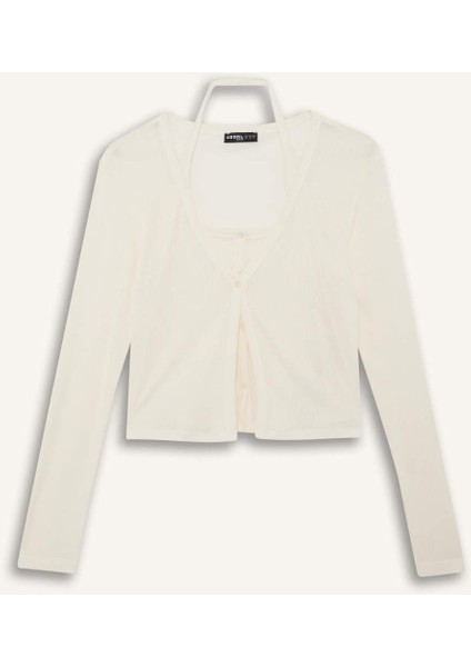 Coool Halter Yaka Fitilli Kaşkorse Uzun Kollu TIŞÖRT G3013AX25WN