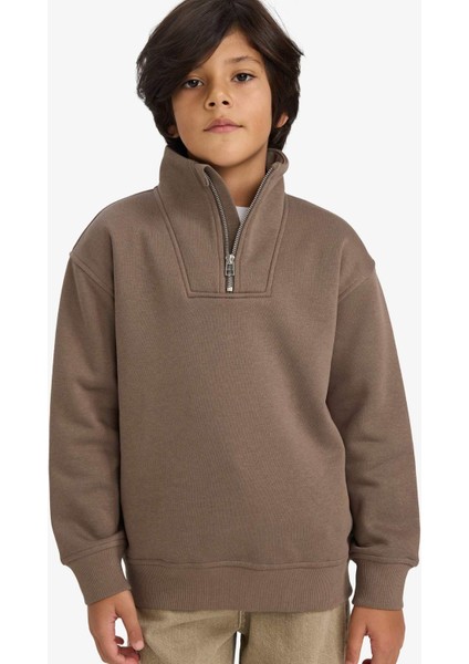 Erkek Çocuk Yarım Fermuarlı İçi Yumuşak Tüylü Sweatshirt G5547A825CW modelleri
