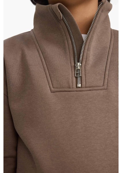 Erkek Çocuk Yarım Fermuarlı İçi Yumuşak Tüylü Sweatshirt G5547A825CW fırsatları