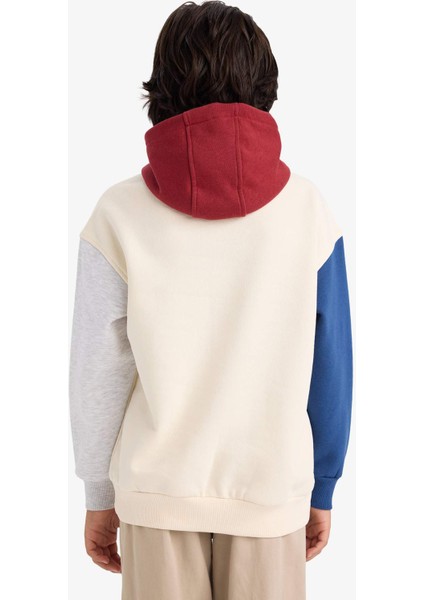 Erkek Çocuk Oversize Geniş Kalıp Kapüşonlu Baskılı İçi Yumuşak Tüylü Sweatshirt G5561A825CW indirimleri