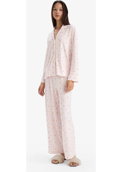 Pijama Takımı Regular Fit Desenli Uzun Kollu Üst Uzun Alt-Fall In LOVE G5777AX25AU fiyatları