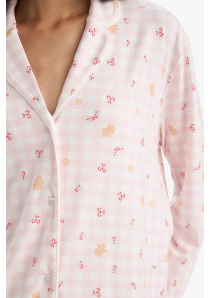 Pijama Takımı Regular Fit Desenli Uzun Kollu Üst Uzun Alt-Fall In LOVE G5777AX25AU fırsatları