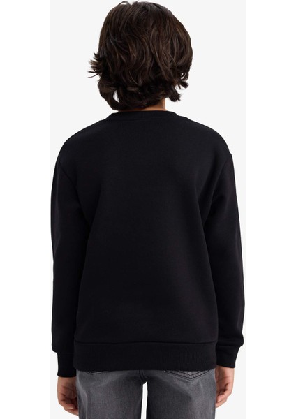 Erkek Çocuk Bisiklet Yaka Baskılı İçi Yumuşak Tüylü Sweatshirt G5559A825CW indirimleri