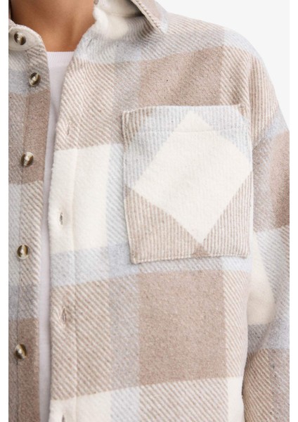 Erkek Çocuk Overshirt Fit Polo Yaka Ekose Desenli Flanel Uzun Kollu Gömlek G4505A825CW fırsatları