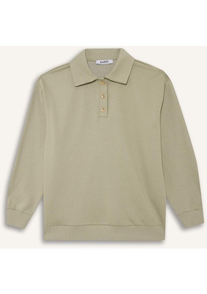 Regular Fit Polo Yaka İçi Yumuşak Tüylü Kalın Sweatshirt Tunik