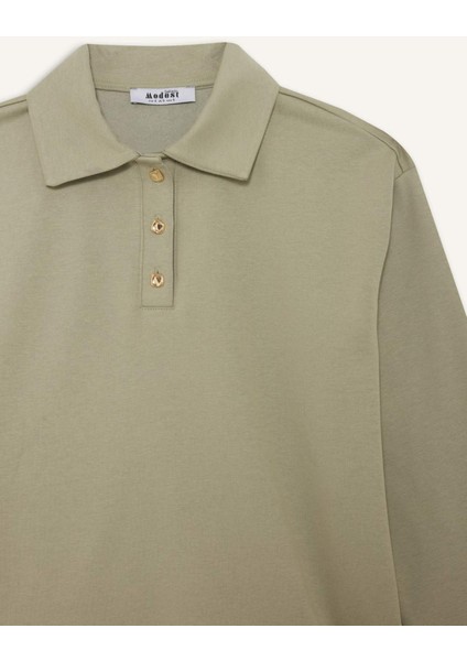 Regular Fit Polo Yaka İçi Yumuşak Tüylü Kalın Sweatshirt Tunik fiyatları