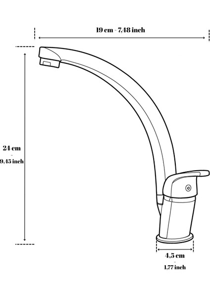 Banora Liza, Krom Kuğu Mutfak Bataryası, Paslanmaz Pirinç Gövde, Su Tasarruflu 360° Döner Musluk