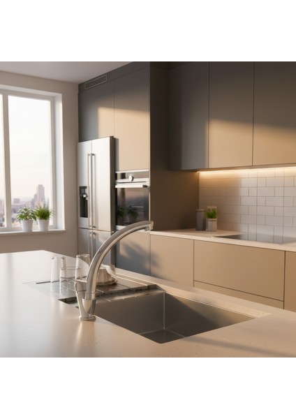 Banora Liza, Krom Kuğu Mutfak Bataryası, Paslanmaz Pirinç Gövde, Su Tasarruflu 360° Döner Musluk