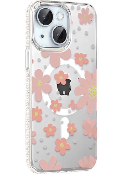 Joko Apple Iphone 15 Floral Magsafe Kapak - Pembe