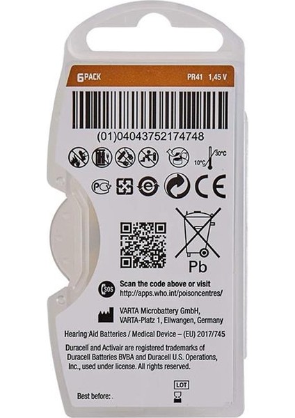 312 No Kulaklık Pili (6'lı Paket) fiyatları