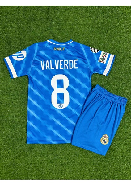 Real Madrid 2025/26 Yeni Sezon Valverde Alternatif Çocuk Forması ( Blue)