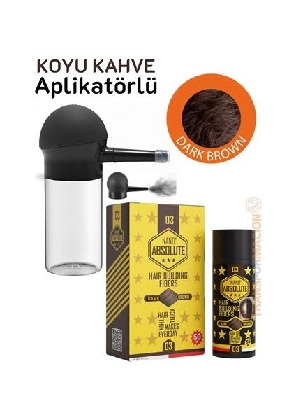 Aplikatörlü Saç Dolgunlaştırıcı Fiber Topik Toz Koyu Ton Kahverengi fiyatları