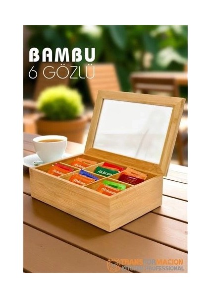 Poşet Çay Kutusu Ahşap Sallama Çay Organizer Kahve Şeker Aksesuar Kutusu