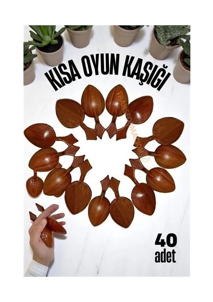 Kısa Oyun Kaşığı Halk Oyunu Kaşığı - Kına Kaşığı Kısa Saplı Zeybek Oyun Kaşığı 40 Adet