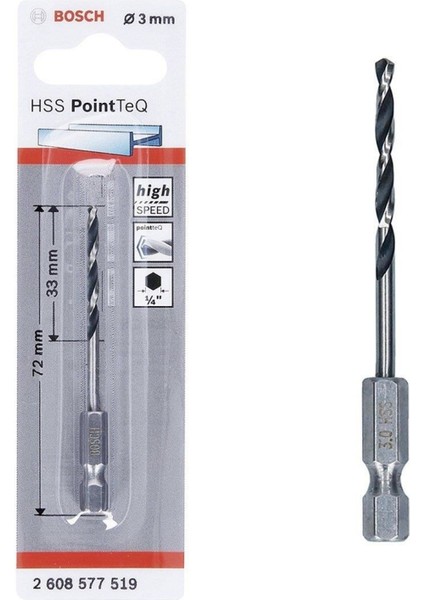 Pointteq Altıgen Şaftlı Hss Matkap Ucu 3 mm