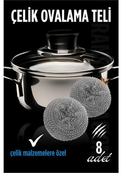 Çelik Bulaşık Ovalama Teli 8 Adet