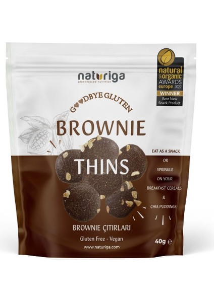 Goodbye Gluten Brownie Çıtırları 40 gr Vegan Dostu Şekersiz Atıştırmalık