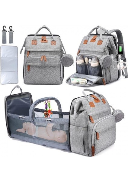 Pureanne Çift Omuz Katlanır Beşik Anti-Sivrisinek Büyük Kapasiteli Anne ve Bebek Çantası (Yurt Dışından) indirimleri