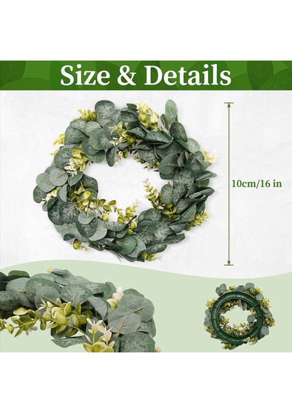 Okaliptüs Çelenk Çiftlik Evi Dekor Yeşil Çelenk Ön Kapı Çiftlik Çelenk Yapay Çelenk Bahar Yaz Yeşillik Çelenk (Yurt Dışından)