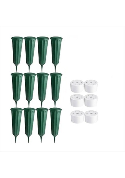 12 Pcs Mezarlık Vazoları Ediciler Memorial Floral Vazolar Mezar Çiçek Tutucu Koni Yeşil Bahis Viyazolar (Yurt Dışından)