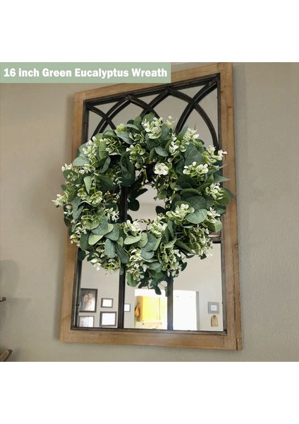 2x Okaliptüs Çelenk Çiftlik Evi Dekoru Yeşil Çelenk Ön Kapı Çiftliği Yapay Çelenk Ilkbahar Yaz Yeşillik Çelenk (Yurt Dışından) indirimleri