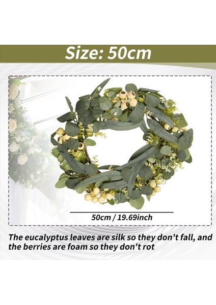 Ön Kapı Için 20 Inç Çelenk Ön Kapı Için Bahar Çelenkleri Için Yeşil Okaliptüs Çelenk Kır Çiçekleri ile Çelenk (Yurt Dışından) fırsatları