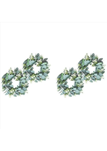 4 Paket Yeşil Okaliptüs Çelenk Yuvarlak Çelenk Yapay Çelenk Çelenk Çelenk Kapı Duvar Penceresi Deko 12 Inç/pc (Yurt Dışından)