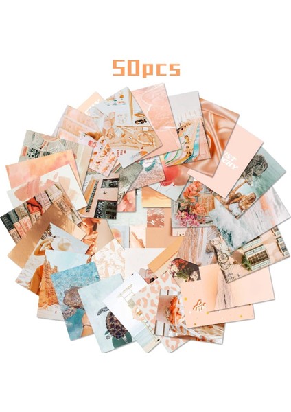 50PCS Peach Plajı Duvar Kolajı Için Estetik Resimler Boho Tarzı Kolaj Kitleri Teal Renk Oda Süslemeleri Kız Için (Yurt Dışından) fiyatları