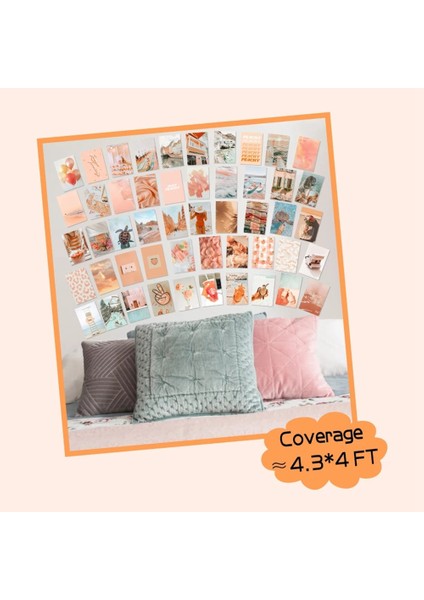 50PCS Peach Plajı Duvar Kolajı Için Estetik Resimler Boho Tarzı Kolaj Kitleri Teal Renk Oda Süslemeleri Kız Için (Yurt Dışından) fırsatları