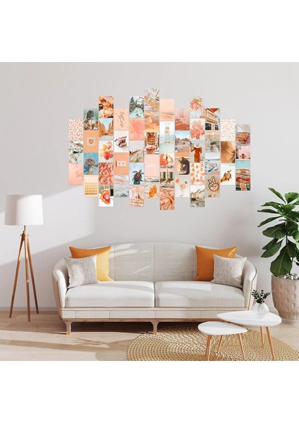 50PCS Peach Plajı Duvar Kolajı Için Estetik Resimler Boho Tarzı Kolaj Kitleri Teal Renk Oda Süslemeleri Kız Için (Yurt Dışından) indirimleri