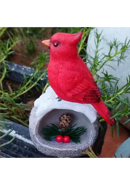 Kırmızı Kuş Figürin El Yapımı Simüle Yapay El Sanatları Reçine Kırmızı Kuş Heykel Dekoratif El Yapımı Kuş Süsleri (Yurt Dışından)