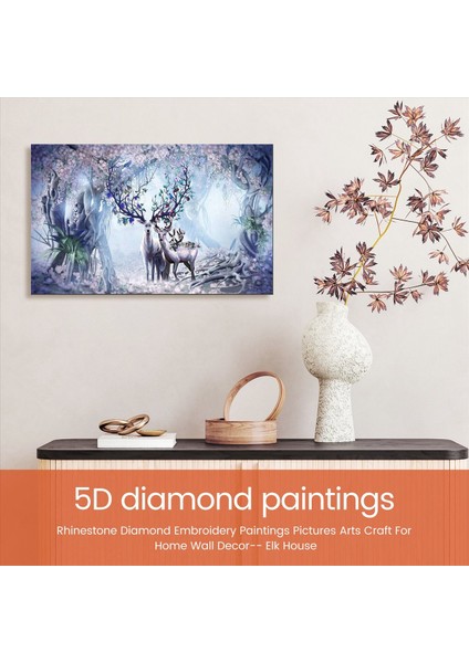 Dıy 5d Resim Rhinestone Elmas Nakış Resimleri Resimler Sanat El Sanatları Ev Duvar Dekoru- Elk Evi (Yurt Dışından) fırsatları