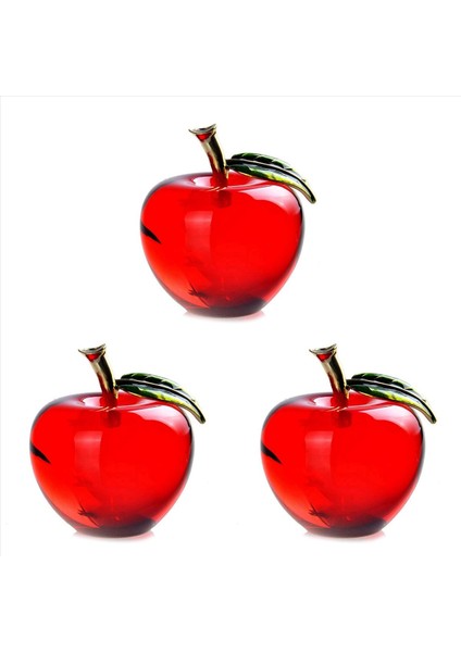 3x Crystal Apple Paperweight Pretty Crafts Sanat ve Koleksiyon Noel Hediyeleri Ev Düğün Dekorasyon Masası/araba Süsleri (A) (Yurt Dışından)