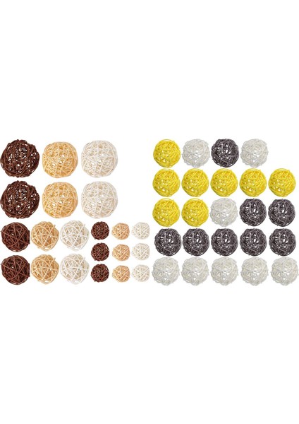 1 Set Karışık 3 Renk Rattan Topları Vazo Dolgu Maddeleri &amp 1 Set Rattan Topu Dekoratif Toplar Küreler Vazo Kase Dolgu Maddeleri (Yurt Dışından)