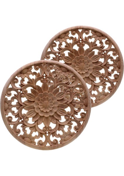 4x Oyma Çiçek Oyma Mobilya Dolabı Boyasız Ahşap Kalıplar Için Yuvarlak Ahşap Aplikler Çıkartma Dekoratif Heykelcik (Yurt Dışından) indirimleri