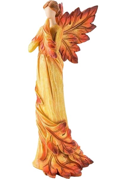 Sonbahar Akçaağaç Yaprak Angel Heykel Masaüstü Süsleri Bahçe Ev Ofis Dekorasyonu Ayakta Duran Melek (Yurt Dışından)