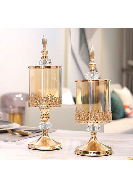 Avrupa Kristal Cam Depolama Kavanozu Kaplamalı Gül Şeker Kavanozu Altın Kaplama Depolama Dekoratif Süsler Sanat Homdecoration S (Yurt Dışından) modelleri