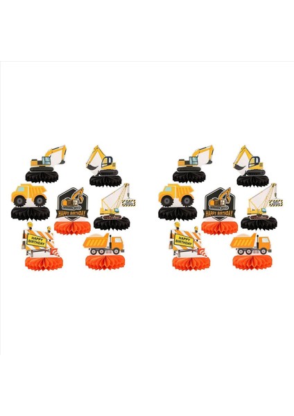 14 Pcs Kamyon Tema Partisi Süslemeleri Inşaat Petek Centerpieces Çocuklar Için Tablo Toppers Doğum Günü Tema Partisi (Yurt Dışından)