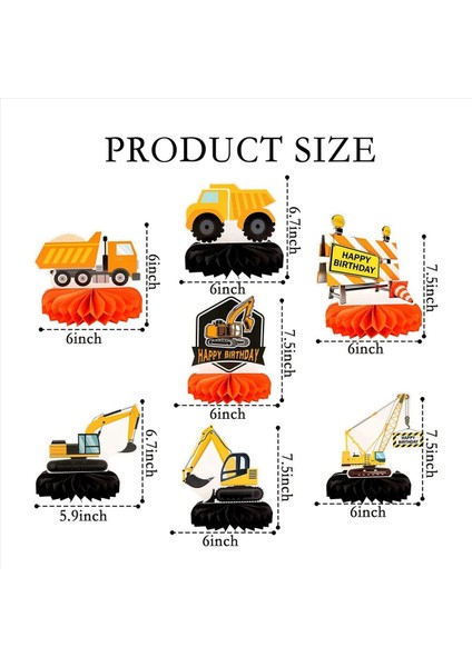 14 Pcs Kamyon Tema Partisi Süslemeleri Inşaat Petek Centerpieces Çocuklar Için Tablo Toppers Doğum Günü Tema Partisi (Yurt Dışından) fırsatları