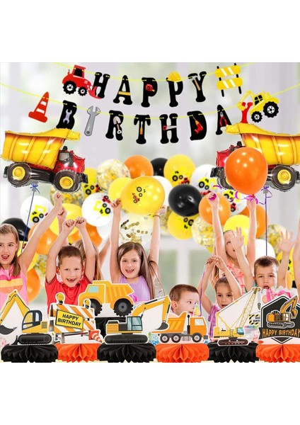 14 Pcs Kamyon Tema Partisi Süslemeleri Inşaat Petek Centerpieces Çocuklar Için Tablo Toppers Doğum Günü Tema Partisi (Yurt Dışından) indirimleri