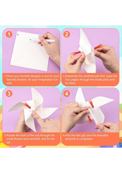 50PCS Diy Çocuklar Kağıt Pinkuşlar Beyaz Boş Kağıt Pinkuşlar Boş Plastik Yel Değirmenleri Çocuklar Için Küçük Pinkeler Yaz Yaz (Yurt Dışından) fırsatları