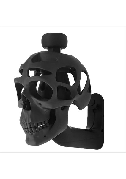 3D Kafatası Kask Raf Duvar Montaj Sabit Şapka Rafı Dekoratif Zarif Duvar Rafı Çok Fişli Sert Şapka Tutucu Eldiven Çanta (Yurt Dışından)