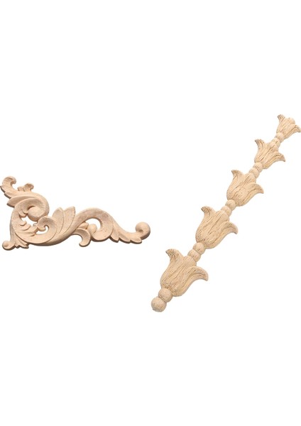 2x Ahşap Oyma Köşe Onlay Aplike Kapı Dekor Dekor 12 x 6cm Boyasız ve 1 (Yurt Dışından)