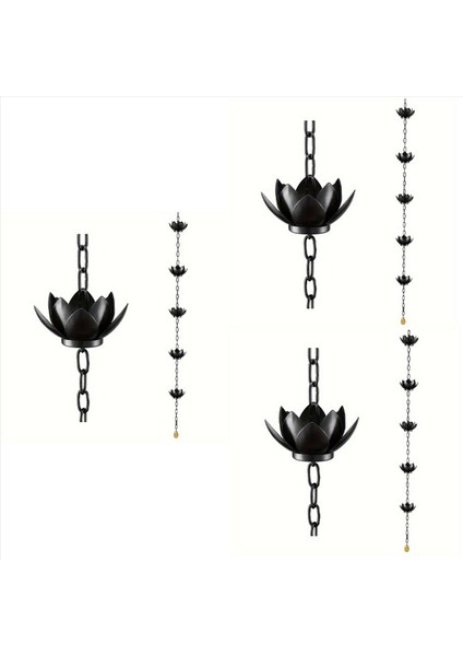 3x Yağmur Zinciri Lotus Yağmur Yakalayıcı Zinciri Dışarıdaki Oluklar Için Yağmur Zinciri Bardaklar Oluk Düşüşünün Yerini Almak Için Suyu Yönlendirmek Için (Yurt Dışından)