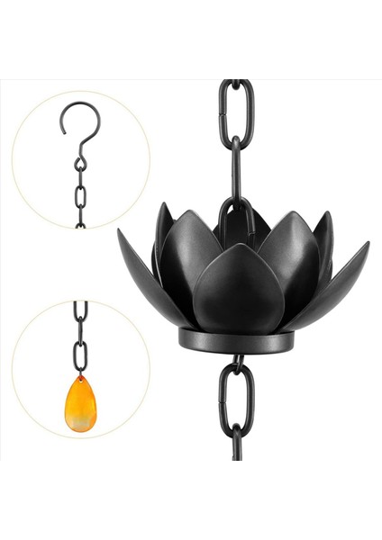 3x Yağmur Zinciri Lotus Yağmur Yakalayıcı Zinciri Dışarıdaki Oluklar Için Yağmur Zinciri Bardaklar Oluk Düşüşünün Yerini Almak Için Suyu Yönlendirmek Için (Yurt Dışından) fiyatları