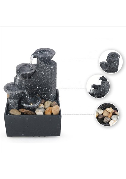 3x Ev Ofis Masaüstü Küçük Çeşme Şanslı Akan Su Süsleri Manzara Dekorasyon Zanaat Hediyeleri (Yurt Dışından) indirimleri