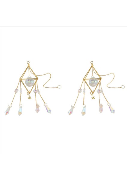 2x Kristal Güneş Yakalayıcı Gökkuşağı Prizması Pencere Güneş Yakalayıcı Altın Kaplama Göksel Suncatcher Boho Güneş ve Ay Kristalli (Yurt Dışından) fiyatları
