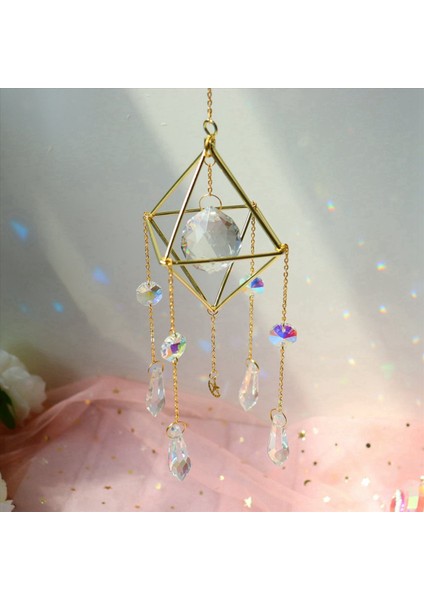 2x Kristal Güneş Yakalayıcı Gökkuşağı Prizması Pencere Güneş Yakalayıcı Altın Kaplama Göksel Suncatcher Boho Güneş ve Ay Kristalli (Yurt Dışından) indirimleri
