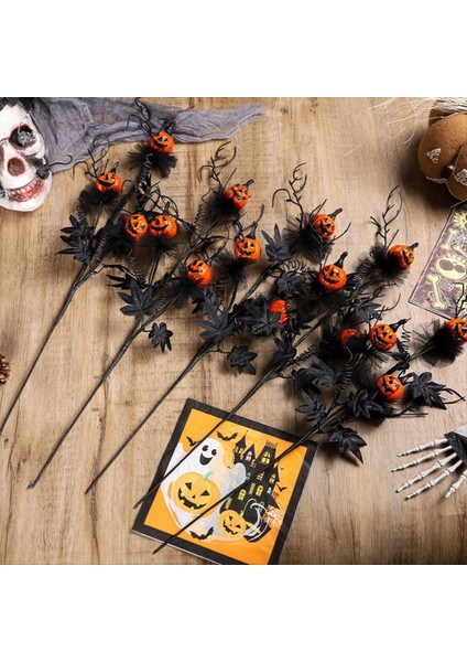 Yapay Kabak Şubeleri Cadılar Bayramı Siyah Akçaağaç Yaprağı Kabak Ziyafet Cadılar Bayramı Çiçek Dekoru Perili Dekorasyon 4 Pcs (Yurt Dışından) fiyatları