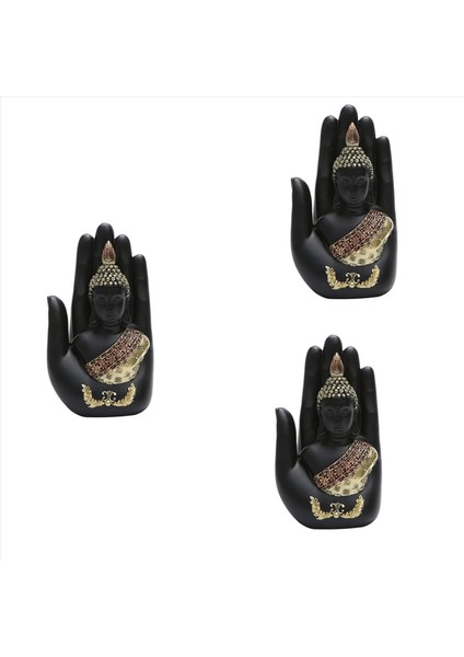 Palm Heykelinde 3x Thai Buddha Zen Buddha Heykel-Iç/dış Mekan Dekoru Veranda Veranda (Yurt Dışından)